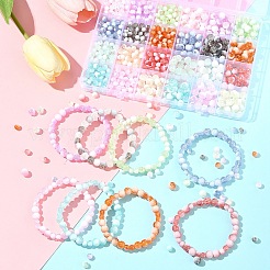 クラックルガラスビーズ連売り850本  ロンデル  ミックスカラー  6~8mm  穴：0.8~1mm&nbsp;GLAA-FS0002-08