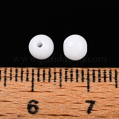 不透明なソリッドカラーのガラスビーズ  ラウンド  ホワイト  4.5mm  穴：0.9~1mm&nbsp;X1-GLAA-N007-4mm-A01