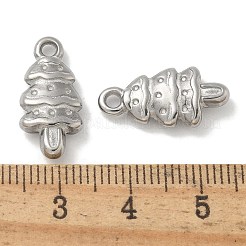 変色防止304ステンレススチールペンダント  クリスマスツリーのチャーム  ステンレス鋼色  19x9x4mm  穴：1.8mm&nbsp;STAS-Q334-10P