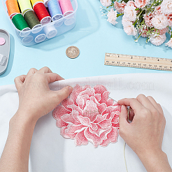 牡丹のポリエステル刺繍縫い付けアップリケ2個  ミシンクラフト装飾  サクランボ色  121x144x1mm&nbsp;PATC-NB0001-34