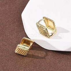 菱形の真鍮フープピアス  長持ちメッキ  ラックめっき  鉛フリー＆カドミウムフリー  18KGP本金メッキ  14.5x9.5x11.5mm&nbsp;EJEW-H178-06G