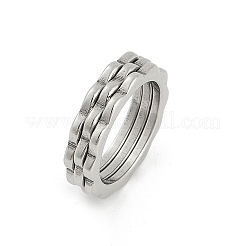 女性用304ステンレススチール指輪  ステンレス鋼色  usサイズ7（17.3mm）&nbsp;RJEW-A052-01A-P