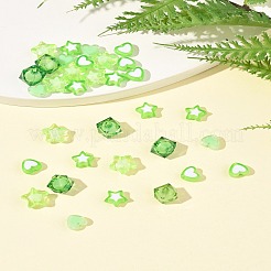 200個5スタイルの透明アクリルビーズ  混合図形  芝生の緑  7~10.5x8~11x4~9mm  穴：1.8~2mm  40個/スタイル&nbsp;TACR-FS0001-54B