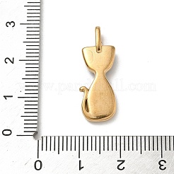 304ステンレスペンダント  猫の形  エナメル  ゴールドカラー  丸カン付き  ブラック  25x9x4.5mm  穴：4x3mm&nbsp;STAS-H243-01B-G01