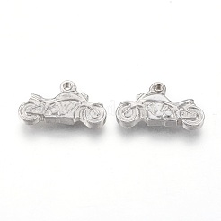 変色しにくい304ステンレススチールペンダント  オートバイ  ステンレス鋼色  10x18x3mm  穴：1.2mm&nbsp;STAS-O118-48P