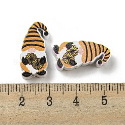 プリントウッドビーズ  小人  オレンジ  20.5x10.5x6mm  穴：2.5mm&nbsp;WOOD-G022-31