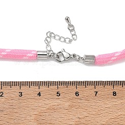 ポリエステル芯巻き丸紐ネックレスの製作  真鍮のパーツと  プラチナ  ピンク  17.72x0.18インチ（45x0.45cm）&nbsp;KK-CBACFA2-03P-20