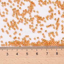シリンダーシードビーズ  銀並ぶ  丸い穴  均一サイズ  オレンジ  2x1.5mm  穴：0.8mm  約888個/10g&nbsp;X-SEED-H001-G10