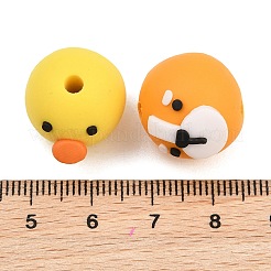 手作り樹脂粘土ビーズ  アニマル柄で丸く  ミックスカラー  16.5~18x15.5~17mm  穴：3mm&nbsp;PR-CBA40AD-08