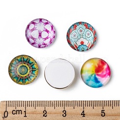 モザイク印刷されたガラスの半分ラウンド/ドームカボション  ミックスカラー  16x5mm&nbsp;GGLA-N004-16mm-G