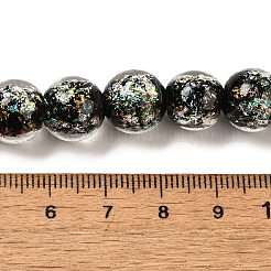 手作りの二色性箔ガラスビーズ連売り  ロンデル  ブラック  11~11.5mm  穴：1.6mm  約33個/連  13.27''（33.7センチメートル）&nbsp;DICH-U001-06C