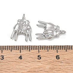 304ステンレスペンダント  ダブルピースサインの手のチャーム  ステンレス鋼色  16x11x2.8mm  穴：1.6mm&nbsp;SA-CBAE5AC-09P
