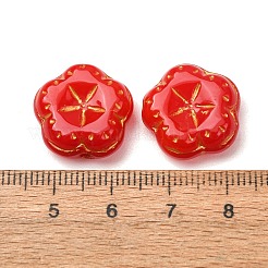 手作りランプワークビーズ  花  レッド  17.5x18x7mm  穴：1mm  約30個/袋&nbsp;LA-CBAA1BE-01B