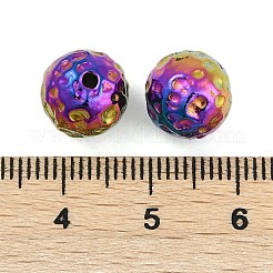 テクスチャ加工された316サージカルステンレススチールビーズ  ラウンド  イオンプレーティング（ip）  虹色  10mm  穴：1.5mm&nbsp;STAS-M106-01F