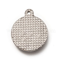 変色しない304ステンレススチールペンダント  ツリー付きフラットラウンド  ステンレス鋼色  19.5x16.5x2.5mm  穴：1.4mm&nbsp;STAS-H123-31P