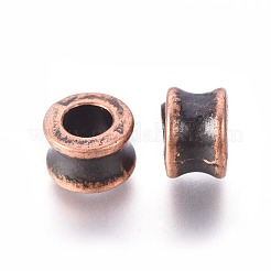 チベット風合金ヨーロピアンビーズ  大穴ビーズ  バレル  赤銅鉱  8x5.5mm  穴：4mm&nbsp;RLF9214Y-NF