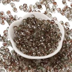 透明色ガラスラウンドビーズ  丸い穴  多面カット  サドルブラウン  6x5.5mm  穴：1.2mm  約2000個/ポンド&nbsp;SEED-F006-04A-04