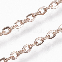 304ステンレススチールアズキチェーン  ハンダ付け  フラットオーバル  ローズゴールド  2x1.6x0.3mm  約6.56フィート（2m）/連&nbsp;CHS-S006-JN943-4