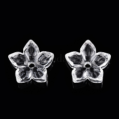 透明ガラスビーズキャップ  五枚花  透明  12x4mm  穴：1.6mm  約980~1000個/セット&nbsp;GLAA-N001-07