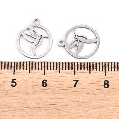 304ステンレススチールチャーム  鳥のチャーム  ステンレス鋼色  14x12x1mm  穴：1mm&nbsp;STAS-E521-07P-01