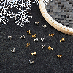 100 個の真鍮ボールチープ  カロット終了  クラムシェルノットカバー  ミックスカラー  8.5x4mm  穴：1mm  2色  50個/カラー  100個。&nbsp;KK-CA0001-76