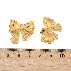 304ステンレススチールスタッドピアス  イオンプレーティング（ip）  蝶結び  14KGP本金メッキ  22.5x24.5mm&nbsp;EJEW-G423-32E-G