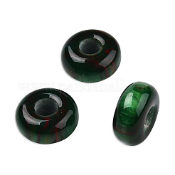 レジンヨーロピアンビーズ  大穴ビーズ  天然石風  フラットラウンド  シーグリーン  14x6.5mm  穴：4.6~4.8mm&nbsp;RESI-N034-03-M06
