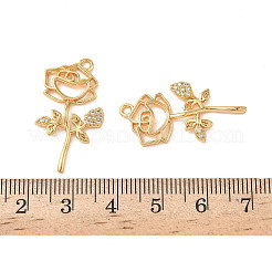 真鍮マイクロパヴェクリアキュービックジルコニアペンダント  ローズ  ニッケルフリー  18KGP本金メッキ  29x15.5x2mm  穴：1.8mm&nbsp;KK-B160-35G