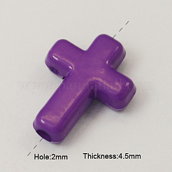 不透明なアクリルビーズ  クロス  パープル  16x12x4.5mm  約1230個/500g&nbsp;SACR-436-2