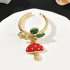 真鍮マイクロパヴェキュービックジルコニアカフスリング  女性用エナメル入り  カドミウムフリー＆鉛フリー  ラックめっき  18KGP本金メッキ  混合図形  2~26mm  usサイズ6 3/4~7(17.1~17.3mm)&nbsp;RJEW-A069-04G