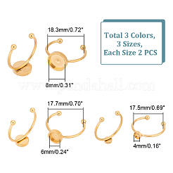 18個9スタイル304ステンレススチールカフリング部品  フラットラウンドセッティング  ミックスカラー  usサイズ[12] 7（1/4~8mm）  トレイ：1/4mm  17.5~18.3個/スタイル&nbsp;FIND-UN0001-82