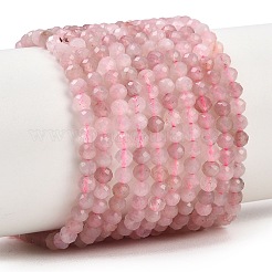 天然マダガスカル ローズクォーツビーズ連売り  多面カット  ラウンド  3mm  穴：0.6mm  約114~117個/連  14.80''~15.24''（37.6~38.7センチメートル）&nbsp;G-P615-A-3mm-01