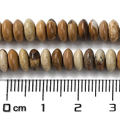 天然石ピクチャージャスパービーズ連売り  ソーサービーズ  ロンデル  6~6.5x3mm  穴：1mm  約118~119個/連  15.35''（39センチメートル）&nbsp;G-Z030-A18-01