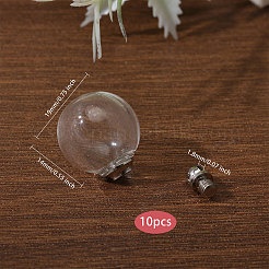 ねじ込み式合金透明ガラスペンダント10個  ラウンドチャーム  プラチナ  19x14mm  穴：1.8mm&nbsp;GLAA-CA0001-61
