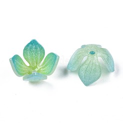 プラスチックビーズ  花  薄緑  12~13.5x12~13x8mm  穴：1.2mm&nbsp;KY-N015-049C