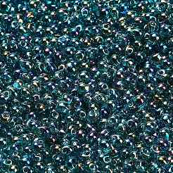 ミユキ 3.4mmドロップビーズ  日本製シードビーズ  透明色ab  （dp2458) 透明ティールab  3.4x3mm  穴：0.65mm  約8100個/ポンド&nbsp;SEED-MY04-DP2458