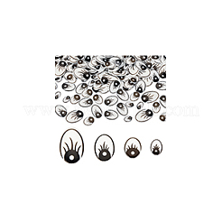 200個 4スタイル アクリル人形用アイパッチ  クラフトアイ  人形作り用  オーバル  ブラック  8~16x11~25mm  50個/スタイル&nbsp;SACR-GA0001-07