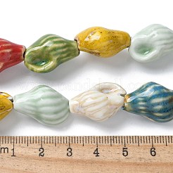 オーシャンシリーズ 手作り磁器ビーズ  巻き貝  ミックスカラー  21.5~22x14~14.5x11~11.5mm  穴：2mm  約18個/連  14.06'''~14.17''（35.7~36センチメートル）&nbsp;X-PORC-R002-04G