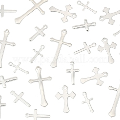 25個5スタイル真鍮ペンダント  カドミウムフリー＆鉛フリー  クロスチャーム  銀  12.5~24x7~13x0.3~0.8mm  穴：0.8~1.4mm  25個/セット&nbsp;KK-FS0001-51S