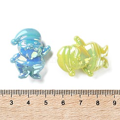 不透明UVメッキアクリルビーズ  虹色の  サンタクロース  ミックスカラー  30x24.5x12mm  穴：2.5mm&nbsp;PACR-D288-11