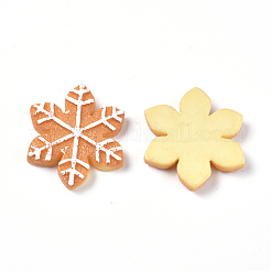 クリスマステーマの樹脂カボション  ジュエリー作りのための  雪の結晶の形をしたビスケット  模造食品  オレンジ  22x24.5x4mm&nbsp;RESI-CJC0001-37K