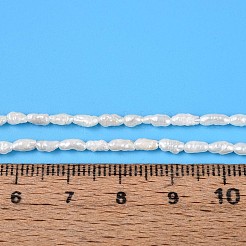 天然養殖淡水パールビーズ連売り  バロックケシパール  スティック  乳白色  2.5~10.5x1.5~3x1.5~3mm  穴：0.5mm  約47~72個/連  13.78~14.17インチ（35~36cm）&nbsp;PEAR-N012-02H-04