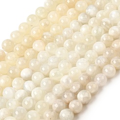天然ホワイトムーンストーンビーズ連売り  ラウンド  8mm  穴：1mm  約47個/連  15.55インチ（39.5cm）&nbsp;G-F674-08-8mm-01