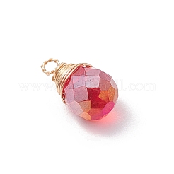 真鍮とガラスのペンダント  苺  ミックスカラー  14x8mm  穴：1.6mm&nbsp;PALLOY-JF03369-01