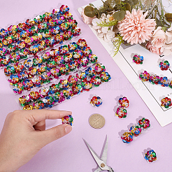 ポリエステル スパンコール 花 コスチューム アクセサリー 装飾  カラフル  180x19x8mm  花：18x18mm  100pcs /シート&nbsp;DIY-WH0899-422A