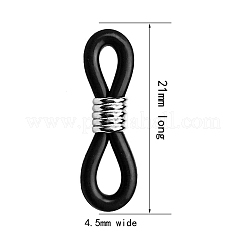 100個の眼鏡ホルダー  メガネゴムラバーループエンド  鉄パーツ  ブラック  21x4.5mm&nbsp;FIND-CJ0001-07A