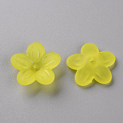 つや消しアクリルビーズキャップ  5花びら  花  きいろ  19.5x20x5.5mm  穴：1.6mm  約740個/500g&nbsp;MACR-S371-08A-717