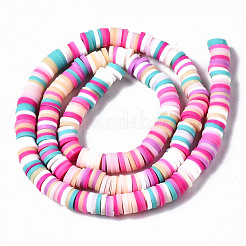 手作り樹脂粘土ビーズ連売り  ジュエリー工芸用品のDIY用  ヒシビーズ  ディスク/フラットラウンド  カラフル  6x0.5~1mm  穴：1.8mm  約290~320個/連  15.75インチ〜16.14インチ（40~41cm）&nbsp;CLAY-R089-6mm-140