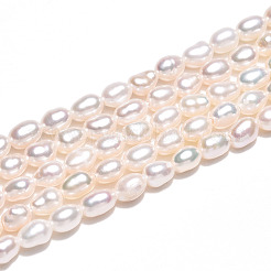 天然養殖淡水パールビーズ連売り  ライス  乳白色  4~5x3~3.5mm  穴：0.5mm  約44~45個/連  7.48~7.68''（19~19.5センチメートル）&nbsp;PEAR-N012-03Q-01