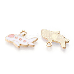 合金エナメルチャーム  カドミウムフリー＆鉛フリー  ライトゴールド  航空機  ホワイト  13.5x19.5x2mm  穴：2mm&nbsp;PALLOY-S133-010C